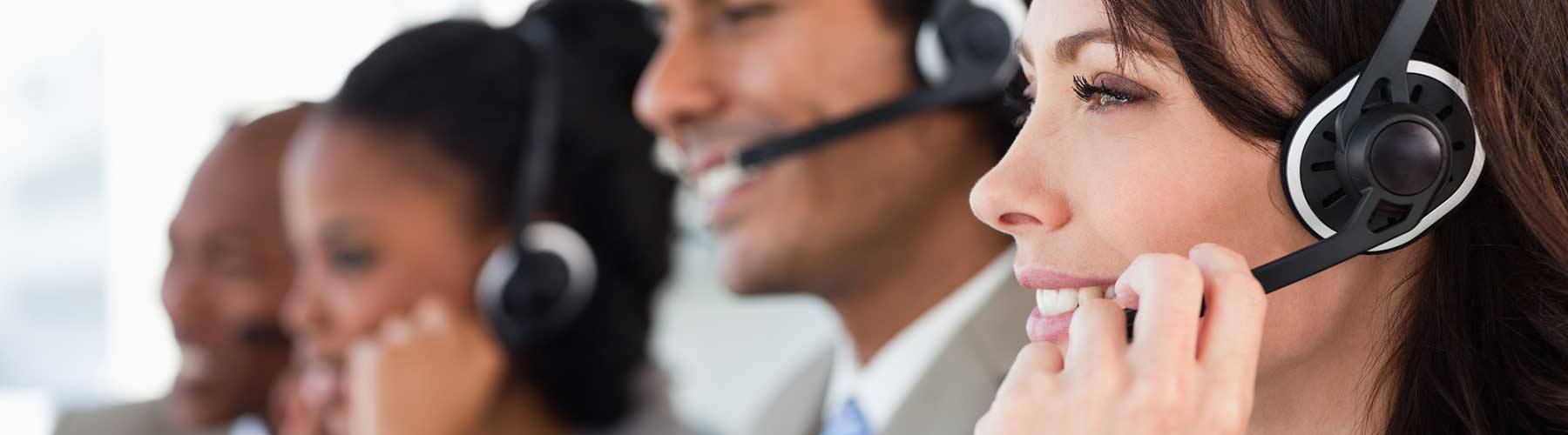 View of several call center works representing business insurance